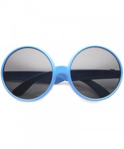 Oversized Women's Oversize Mod Fashion Colorful Circular Large Round Sunglasses 65mm - Blue / Smoke - CG124K94N7T $11.15