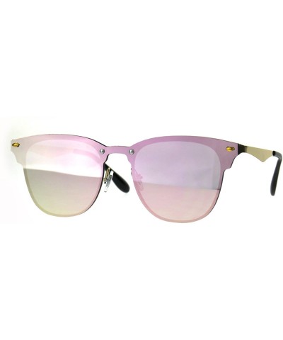 Rimless Mens Flat Panel Rimless Horn Rim Hipster Rectangular Sunglasses - Pink Mirror - CB188I05I2N $14.96