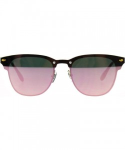 Rimless Mens Flat Panel Rimless Horn Rim Hipster Rectangular Sunglasses - Pink Mirror - CB188I05I2N $14.96