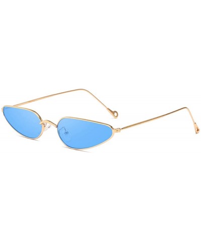 Cat Eye Vintage Small Cat Eye Sunglasses Metal Frame Candy Colors Eyeglass - Gold Blue - C918NNKEQT7 $22.14