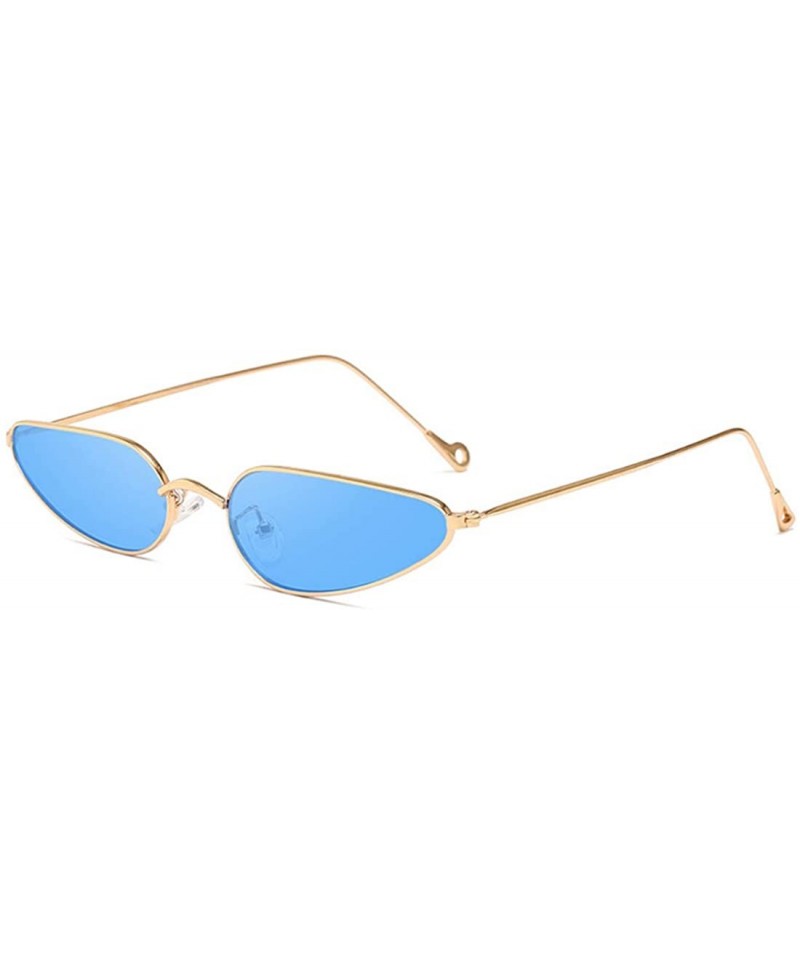 Cat Eye Vintage Small Cat Eye Sunglasses Metal Frame Candy Colors Eyeglass - Gold Blue - C918NNKEQT7 $10.58