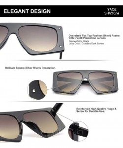 Oversized Oversized Square Sunglasses for Women Man Fashion Leopard Flat Top Sun Glasses - Black - CS18WSO5AX2 $10.72