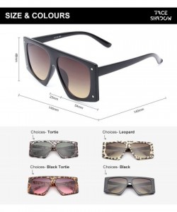 Oversized Oversized Square Sunglasses for Women Man Fashion Leopard Flat Top Sun Glasses - Black - CS18WSO5AX2 $10.72