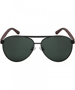 Aviator Polarized Classic Pilot Style Aviator Sunglasses Natural Bamboo Temple For Men Women 5169BM-P - C918OKHMLY3 $17.11