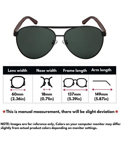 Aviator Polarized Classic Pilot Style Aviator Sunglasses Natural Bamboo Temple For Men Women 5169BM-P - C918OKHMLY3 $17.11