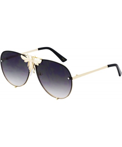 Oversized Pilot Sunglasses Oversize Metal Frame Vintage Retro Men Women Shades - Black - C918SZCO9IR $14.23