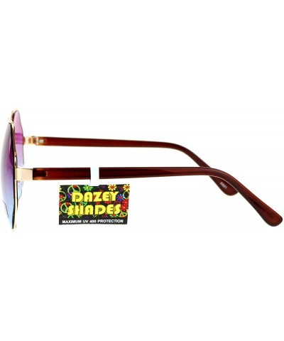 Butterfly Retro Octagonal Hippie Groove Womens Oversize Sunglasses - Gold Purple - CJ12N00JJOG $10.53