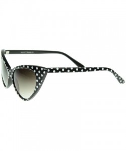 Round Super Cateyes Vintage Inspired Fashion Mod Chic High Pointed Cat Eye Sunglasses Glasses - Polka Dot Black - CH12BV4YA9B...