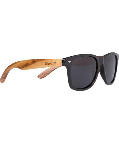 Aviator Zebra Wood Sunglasses with Black Polarized Lenses for Men and Women - CM128RRUEOB $30.95