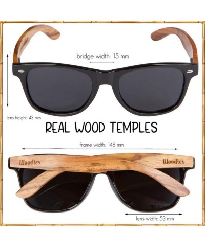 Aviator Zebra Wood Sunglasses with Black Polarized Lenses for Men and Women - CM128RRUEOB $30.95