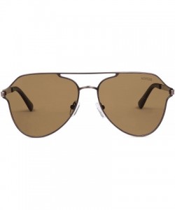 Square Unisex Mens Womens Polarized Aviator Sunglasses Retro Style Designer Celebrity Shades - Brown - Brown - CJ18EHIMM43 $2...