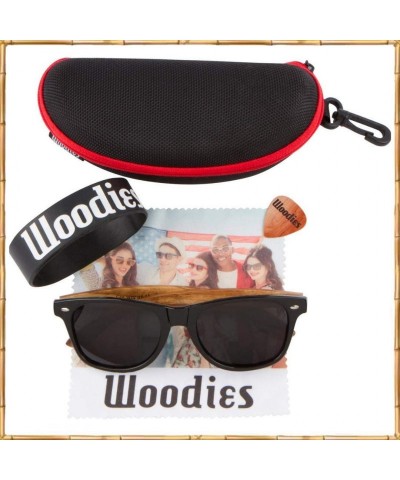 Aviator Zebra Wood Sunglasses with Black Polarized Lenses for Men and Women - CM128RRUEOB $30.95