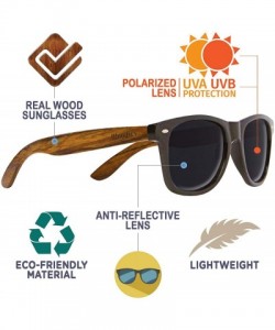 Aviator Zebra Wood Sunglasses with Black Polarized Lenses for Men and Women - CM128RRUEOB $30.95