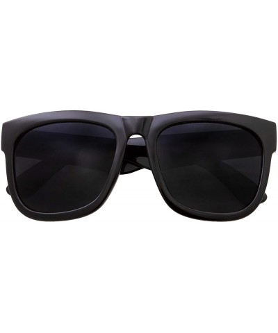 Square XL Men's Big Wide Frame Black Sunglasses - Oversized Thick Extra Large Square - Matte Black - CM18ETNL8TU $24.72