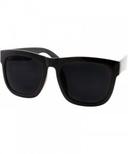 Square XL Men's Big Wide Frame Black Sunglasses - Oversized Thick Extra Large Square - Matte Black - CM18ETNL8TU $14.13