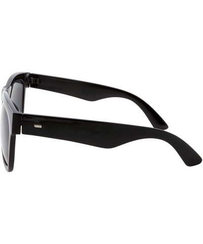 Square XL Men's Big Wide Frame Black Sunglasses - Oversized Thick Extra Large Square - Matte Black - CM18ETNL8TU $14.13