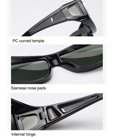 Sport Polarized Rectangular Glasses Sunglasses Protection - Black Frame Green Lens - CY185YTCA4L $12.69