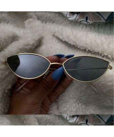 Round Metal Frame Women Cat Eye Sunglasses Cute Sexy Summer Retro Small Black Red Cateye Sun Glasses UV400 - Black - C9197A36...