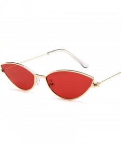 Round Metal Frame Women Cat Eye Sunglasses Cute Sexy Summer Retro Small Black Red Cateye Sun Glasses UV400 - Black - C9197A36...