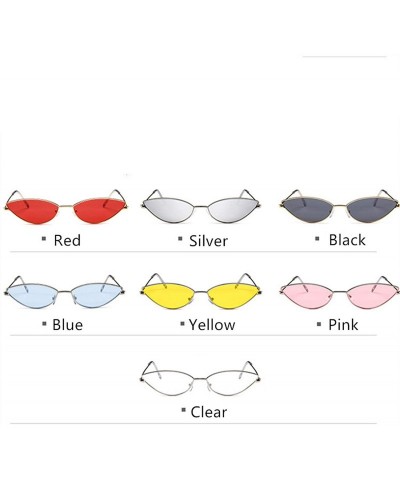 Round Metal Frame Women Cat Eye Sunglasses Cute Sexy Summer Retro Small Black Red Cateye Sun Glasses UV400 - Black - C9197A36...