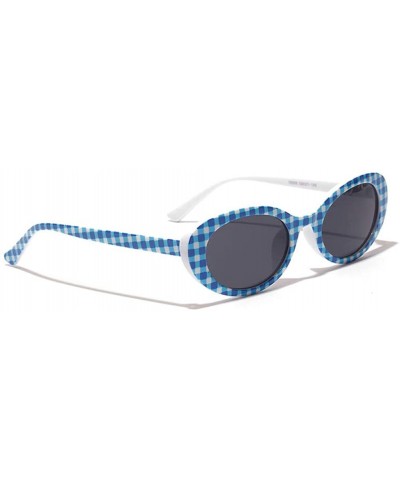 Oval Mini Vintage Retro Extra Narrow Oval Round Skinny Cat Eye Sun Glasses Clout Goggles - Blue - CF197CO63TI $25.51