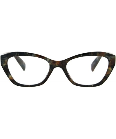 Oval Womens Luxury Fashion Narrow Cat Eye Style Plastic Frame Reading Glasses - Brown Marble - CZ182G8UTSN $20.64