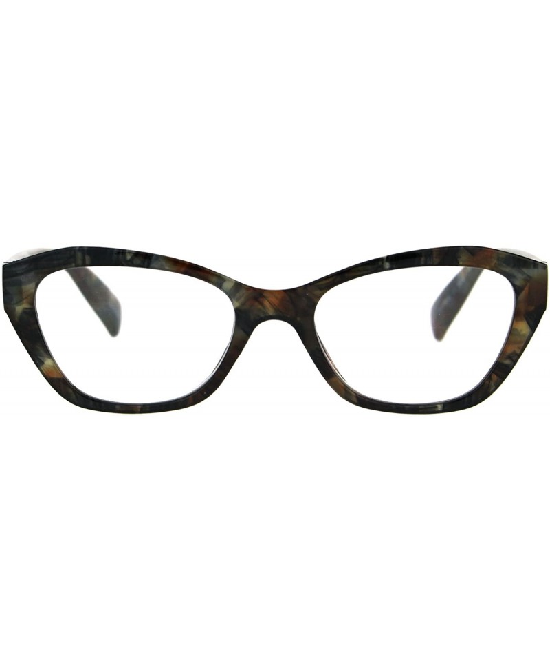Oval Womens Luxury Fashion Narrow Cat Eye Style Plastic Frame Reading Glasses - Brown Marble - CZ182G8UTSN $12.29