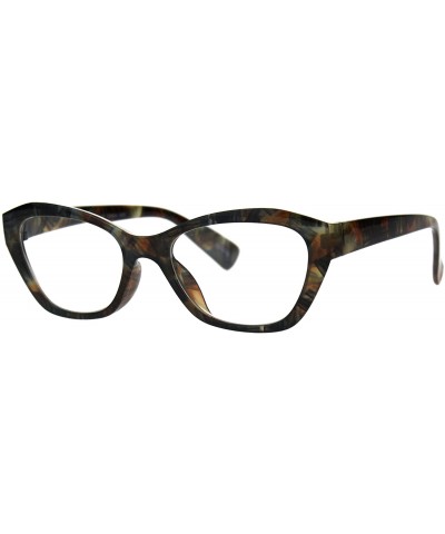 Oval Womens Luxury Fashion Narrow Cat Eye Style Plastic Frame Reading Glasses - Brown Marble - CZ182G8UTSN $12.29