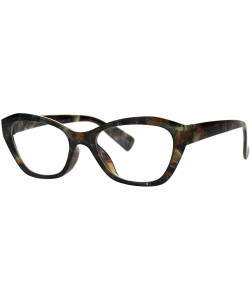 Oval Womens Luxury Fashion Narrow Cat Eye Style Plastic Frame Reading Glasses - Brown Marble - CZ182G8UTSN $12.29
