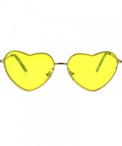 Rimless Womens Exposed Edge Rimless Heart Shape Hippie Color Lens Sunglasses - Yellow - CD18KR80M6G $23.25