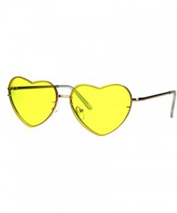 Rimless Womens Exposed Edge Rimless Heart Shape Hippie Color Lens Sunglasses - Yellow - CD18KR80M6G $23.25