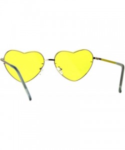 Rimless Womens Exposed Edge Rimless Heart Shape Hippie Color Lens Sunglasses - Yellow - CD18KR80M6G $23.25