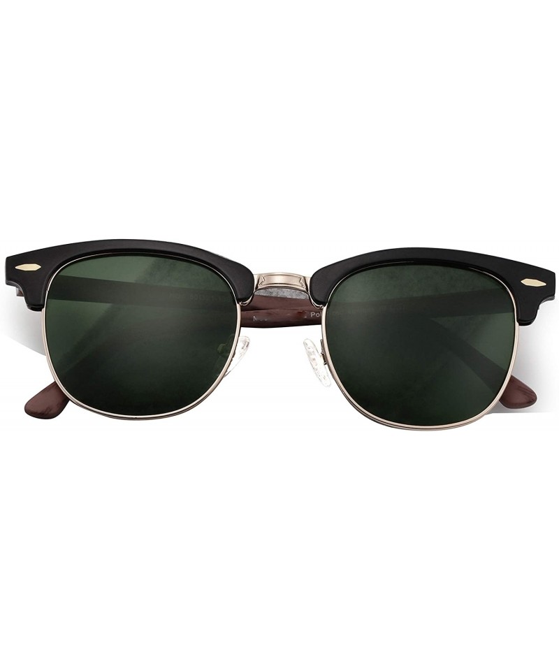 Wayfarer Stylish 80th Retro Unisex Polarized Sunglasses UV400 Classic Vintage Chic - Black Wood-demi Gray - CD18DT44CMG $20.40