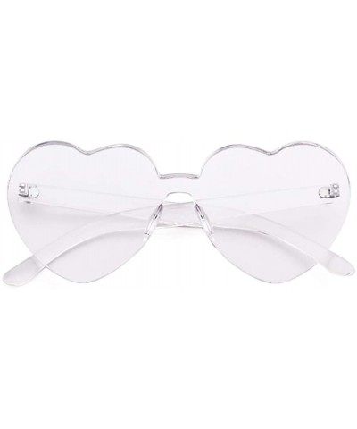 Rimless Heart Shaped Rimless Sunglasses Candy Steampunk Lens for women girl - White - CM18QKCZWW4 $9.91