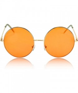 Round Super Oversized Round Sunglasses Hippie Color Lens Retro Circle Glasses - 1 Orange Lens - Gold Frame - C518ZG4YLYH $11.80