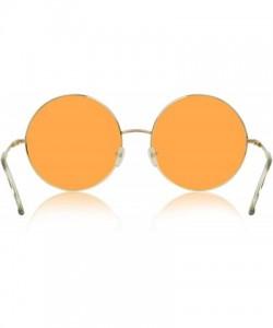 Round Super Oversized Round Sunglasses Hippie Color Lens Retro Circle Glasses - 1 Orange Lens - Gold Frame - C518ZG4YLYH $11.80