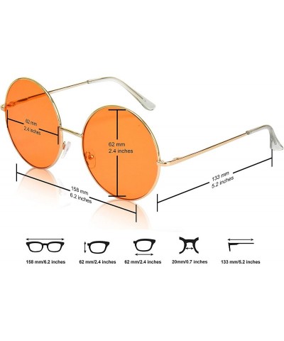 Round Super Oversized Round Sunglasses Hippie Color Lens Retro Circle Glasses - 1 Orange Lens - Gold Frame - C518ZG4YLYH $11.80