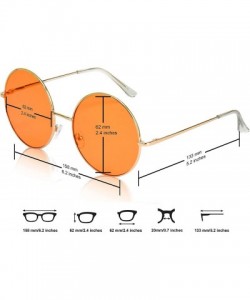 Round Super Oversized Round Sunglasses Hippie Color Lens Retro Circle Glasses - 1 Orange Lens - Gold Frame - C518ZG4YLYH $11.80