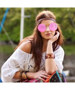 Round Super Oversized Round Sunglasses Hippie Color Lens Retro Circle Glasses - 1 Orange Lens - Gold Frame - C518ZG4YLYH $11.80