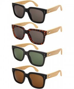 Square Wood Bamboo Sunglasses for Men Women Bamboo Square Sunglass 541102BM-SD - Tortoise Frame/Grey Lens - CS18NETS8D3 $17.57
