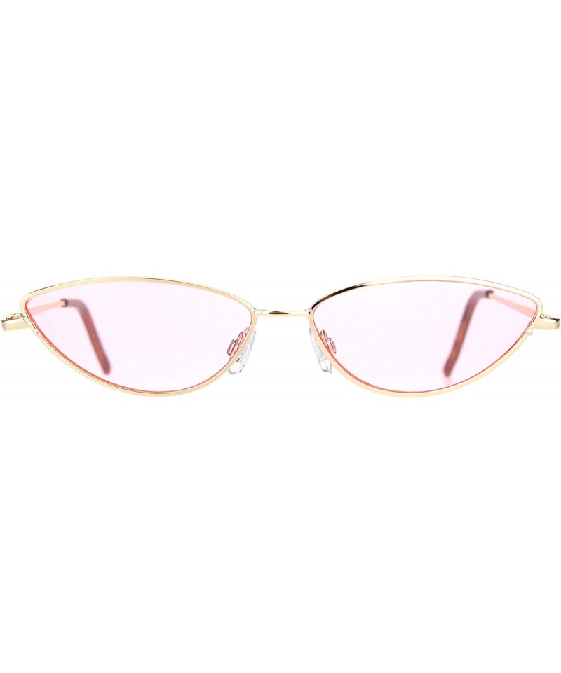 Oval Skinny Oval Shape Sunglasses Womens Small Metal Frame Color Lens UV 400 - Gold (Pink) - CV196C0NEKI $10.67