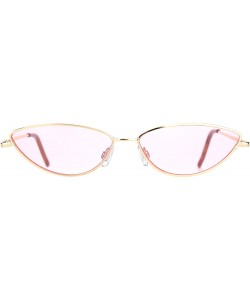 Oval Skinny Oval Shape Sunglasses Womens Small Metal Frame Color Lens UV 400 - Gold (Pink) - CV196C0NEKI $10.67