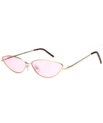 Oval Skinny Oval Shape Sunglasses Womens Small Metal Frame Color Lens UV 400 - Gold (Pink) - CV196C0NEKI $10.67