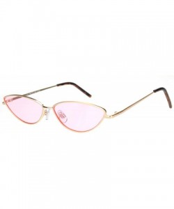 Oval Skinny Oval Shape Sunglasses Womens Small Metal Frame Color Lens UV 400 - Gold (Pink) - CV196C0NEKI $21.93