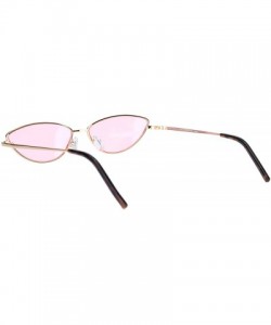 Oval Skinny Oval Shape Sunglasses Womens Small Metal Frame Color Lens UV 400 - Gold (Pink) - CV196C0NEKI $21.93