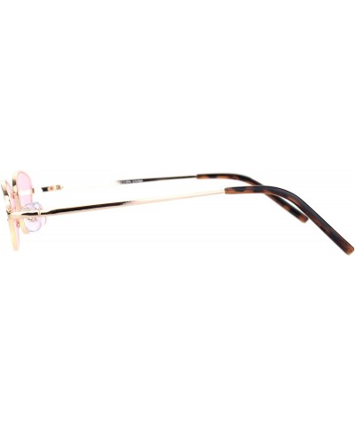 Oval Skinny Oval Shape Sunglasses Womens Small Metal Frame Color Lens UV 400 - Gold (Pink) - CV196C0NEKI $10.67