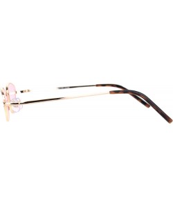 Oval Skinny Oval Shape Sunglasses Womens Small Metal Frame Color Lens UV 400 - Gold (Pink) - CV196C0NEKI $21.93