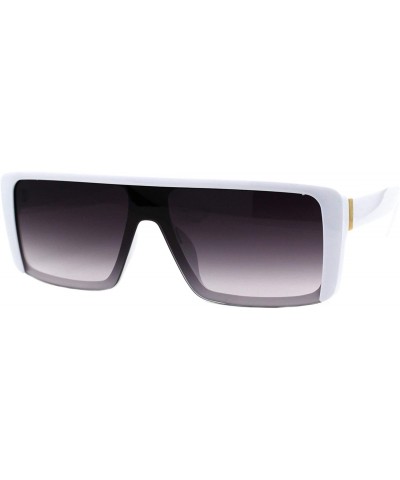 Rectangular Flat Top Rectangular Sunglasses Unisex Fashion Mob Designer Style Shades UV 400 - White (Smoke) - C2197QCNAT0 $22.76