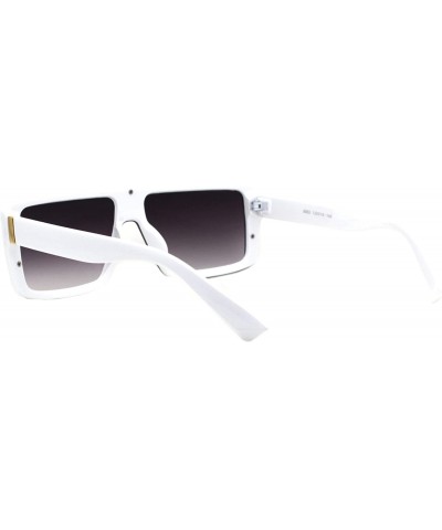 Rectangular Flat Top Rectangular Sunglasses Unisex Fashion Mob Designer Style Shades UV 400 - White (Smoke) - C2197QCNAT0 $9.84