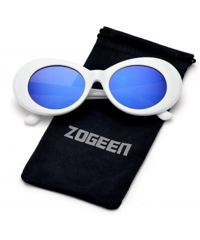 Round Bold Retro Oval Lens Mod Style Thick Frame Sunglasses Clout Goggles 1212 - Deep Blue - C6189C0CXL8 $34.62